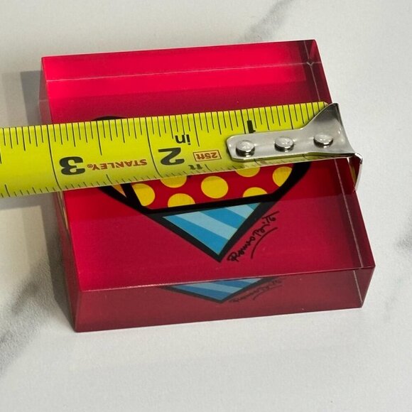 Britto Gift Craft Yellow Dots Glass Heart Paper Weight Red Size 3x3 - Picture 2 of 8